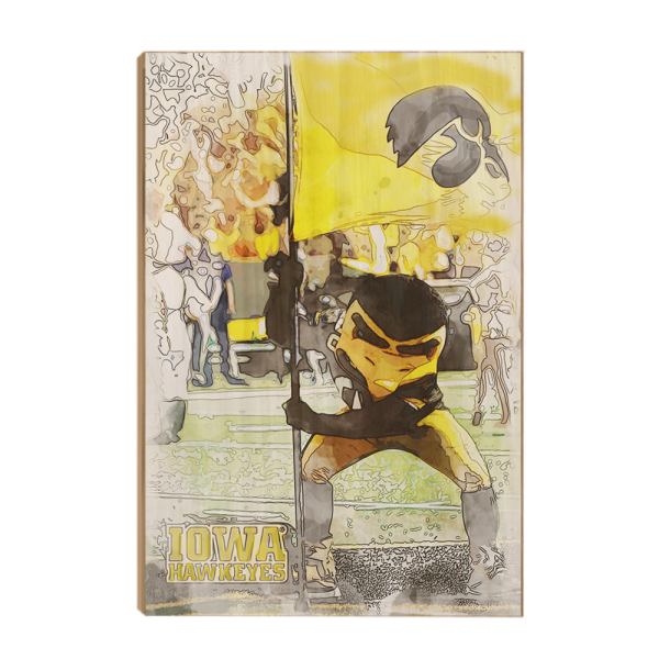 Iowa Hawkeyes - Iowa Hawkeyes Herky on the 50 Watercolor Online