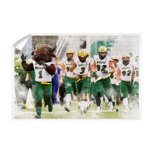 North Dakota State Bison - NDSU Running onto the Field Watercolor Cheap