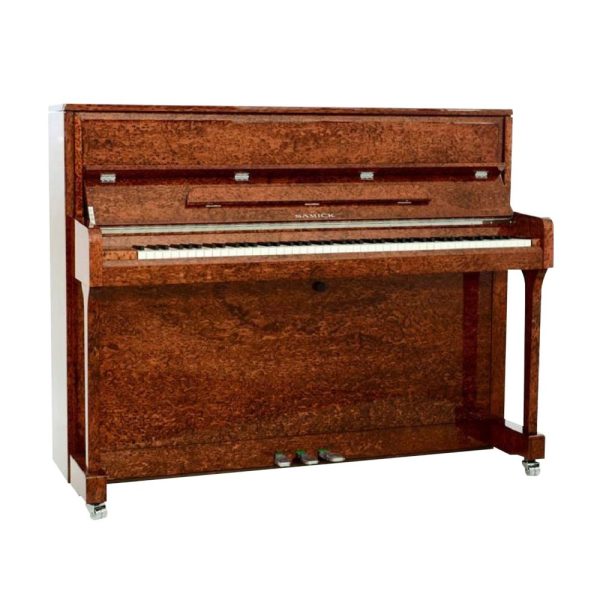 Samick Upright Piano JS115 LE Birds Eye Maple on Sale