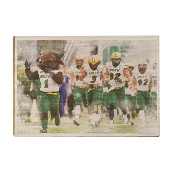 North Dakota State Bison - NDSU Running onto the Field Watercolor Cheap