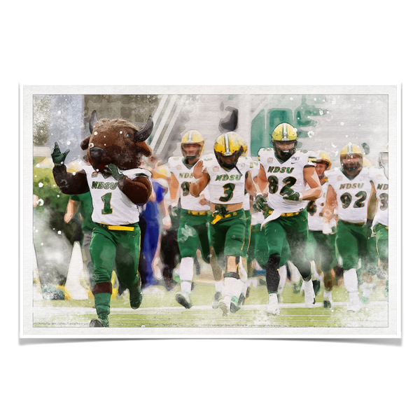 North Dakota State Bison - NDSU Running onto the Field Watercolor Cheap