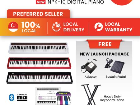 NUX Digital Piano -NPK-10 (Black) - with X Stand For Sale