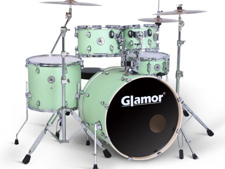 Glamor K1 Knight Series 5-piece Acoustic Drum Set - Mint Green For Sale