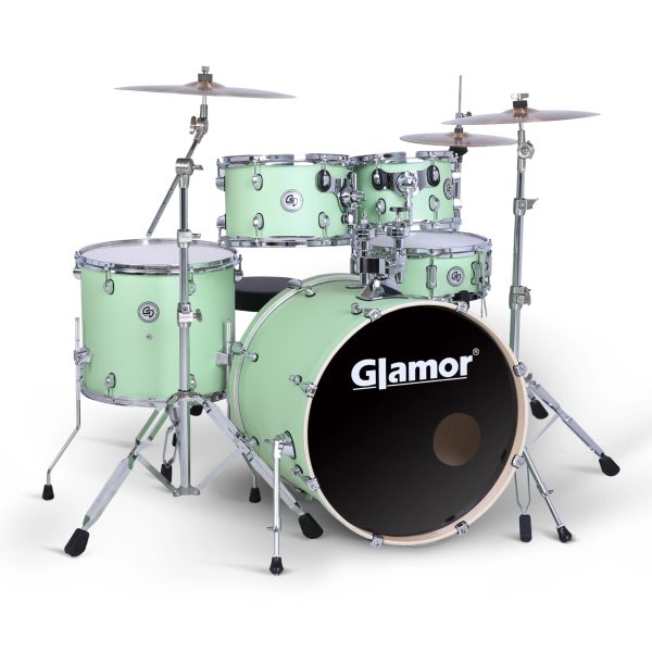 Glamor K1 Knight Series 5-piece Acoustic Drum Set - Mint Green For Sale