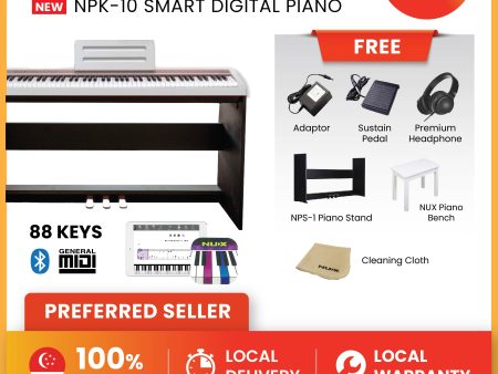 NUX Digital Piano -NPK-10 (White) - with wooden stand (Black) NPS-1 Supply