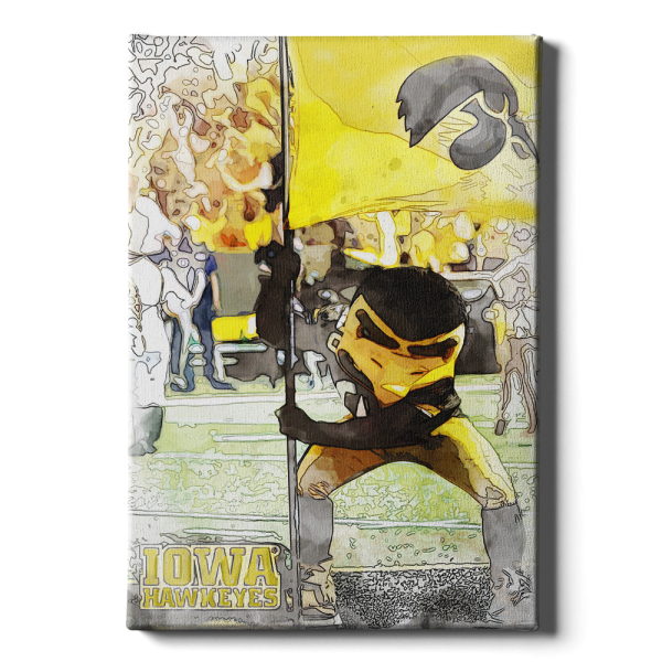 Iowa Hawkeyes - Iowa Hawkeyes Herky on the 50 Watercolor Online