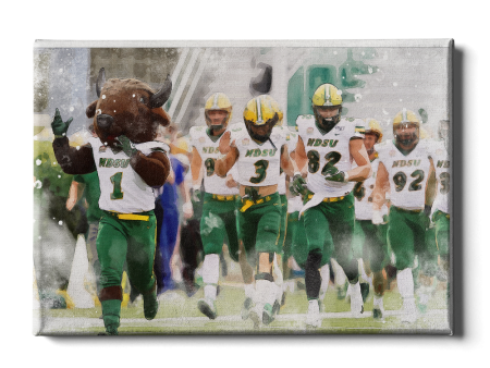 North Dakota State Bison - NDSU Running onto the Field Watercolor Cheap