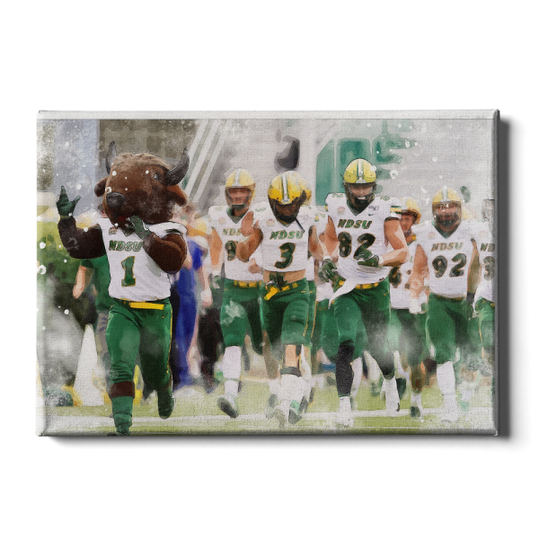 North Dakota State Bison - NDSU Running onto the Field Watercolor Cheap