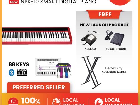 NUX Digital Piano -NPK-10 (Red) - with X Stand Discount