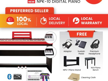 NUX Digital Piano -NPK-10 (Black) - with wooden stand (Black) NPS-1 Online Sale