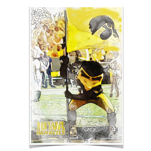 Iowa Hawkeyes - Iowa Hawkeyes Herky on the 50 Watercolor Online