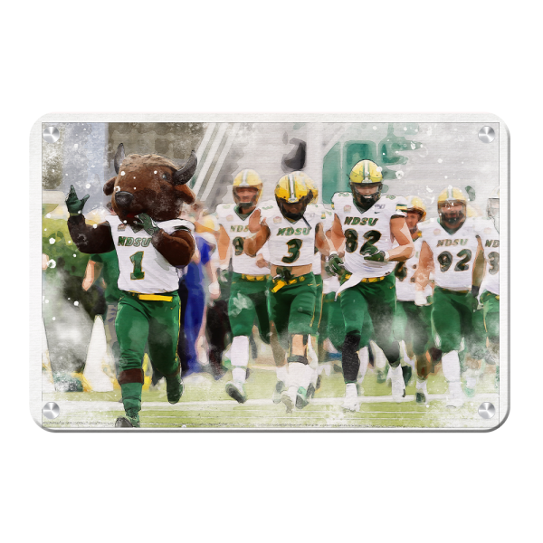 North Dakota State Bison - NDSU Running onto the Field Watercolor Cheap