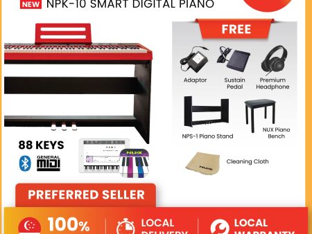 NUX Digital Piano -NPK-10 (Red) - with wooden stand (Black) NPS-1 Hot on Sale