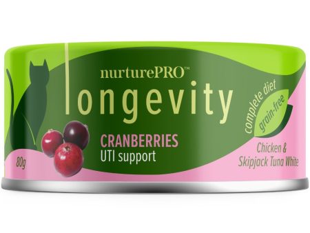 18% OFF: Nurture Pro Longevity Chicken & Skipjack Tuna White Meat With Cranberries Canned Cat Food 80g Hot on Sale