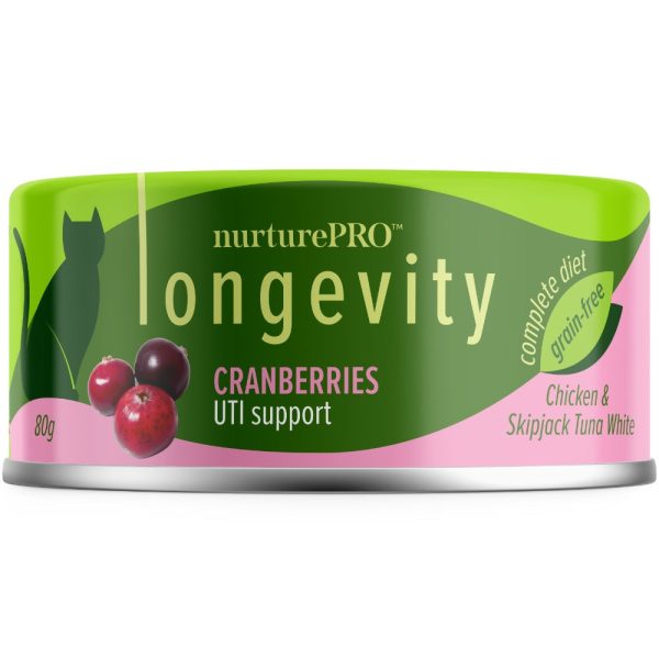 18% OFF: Nurture Pro Longevity Chicken & Skipjack Tuna White Meat With Cranberries Canned Cat Food 80g Hot on Sale